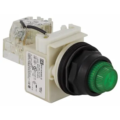 SCHNEIDER Pilot Light: 30 mm Panel Mounting Size, Green, LED - LED Pilot-Lights