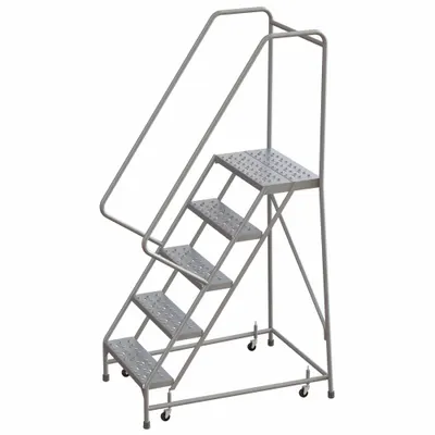BALLYMORE Rolling Ladder: 4.2 ft Platform Ht, Assembled, Aluminum, Wt-Actuated - Aluminum Weight-Actuated Ladders