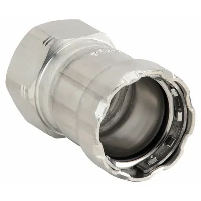 VIEGA MEGAPRESS Crimp Adapter Fitting: 1 in Pipe x 1 in Pipe Size, Press-fit x FNPT - Potable Water Stainless Steel Press Fittings