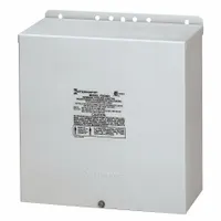 This INTERMATIC transformer is designed for low-voltage landscape, pool, and spa lighting. It accepts 120V AC input and provides 14V AC output, with a maximum power of 600W. The unit features a stainless steel enclosure in a brown finish