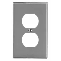 HUBBELL Wall Plate: Duplex Outlet, 1 Gang, Gray, Std Size (MPN P8GY)