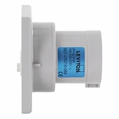 LEVITON Pin and Sleeve Inlet: Blue, 208/250V AC, Single Phase, 32 A, 4 Pole, 5 Wire - General Purpose Inlets