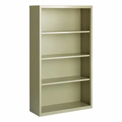 HIRSH Bookcase: Putty, Steel, 60 in Overall Ht, 34 1/2 in Overall Wd, 13 in Overall Dp - Stationary Bookcases