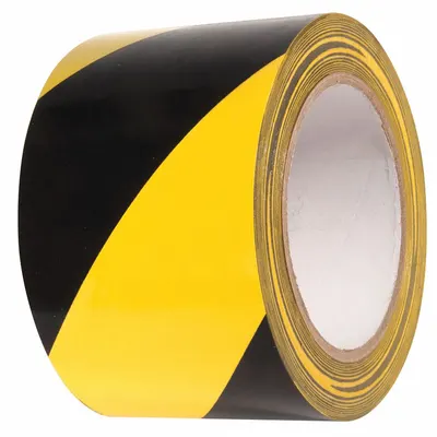 INCOM MANUFACTURING Floor Marking Tape: Gen Purpose, Striped, Black/Yellow, 3 in x 54 ft, 5.5 mil Tape Thick - General Purpose Floor Marking Tape