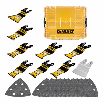 DEWALT Oscillating Tool Blade Set: 21 Blades, Semi-Circular, Universal Open-Back Connection - Open-Back Universal OIS Mounted Sets