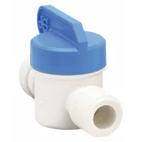 This manual two-way ball valve is constructed from polypropylene and features a straight body with male NPT by female NPT connections. It is supplied in a 5-pack and is NSF 51 compliant, making it suitable for use in potable water systems and other applications requiring corrosion resistance and hygiene