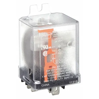 Dayton Enclosed Power Relay: Surface (Side Flange) Mounted, 24V DC, SPDT - Surface-Mounted Relays