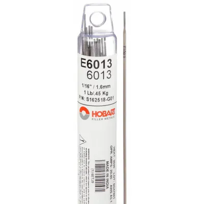 HOBART Carbon Steel E6013 Stick Electrode, 1/16 in x 14 in, 1 lb - Electrodes for Sheet Metal Welding with Low Amperage