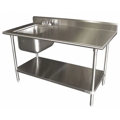 ADVANCE TABCO Scullery Sink: 1 Bowls, 40 1/2 in Overall Ht, 72 in Overall Lg - One-Bowl Freestanding Kitchen & Bar Sinks with Faucets