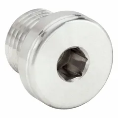 This extreme-pressure threaded pipe fitting is a 316 stainless steel plug with a 10 mm x 1 in male threaded x female connection, rated for 9,100 psi. It is used to seal high-pressure hydraulic or pneumatic systems in industrial applications such as machining, power transmission, and instrumentation.