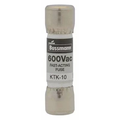BUSSMANN Fuse: KTK Series, Midget, Fast-Acting, 4 A, 600 V AC, 13/32 in x 1 1/2 in - Fast-Acting Cylindrical Fuses