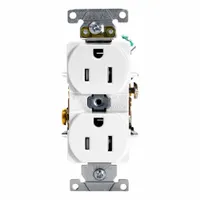 LEVITON Tamper-Resistant Duplex Receptacle: Duplex, 5-15, White, 125V AC, 15 A, 2 Pole / 3 Wire (MPN T5262-W)