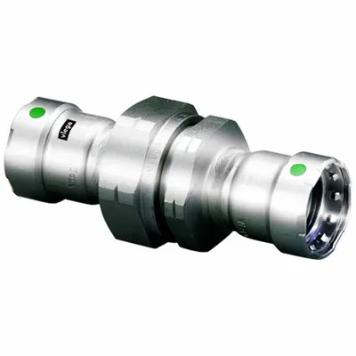 VIEGA MEGAPRESS Crimp Union Fitting: 1 1/4 in Pipe x 1 1/4 in Pipe Size, Press-fit x Press-fit - Potable Water Stainless Steel Press Fittings