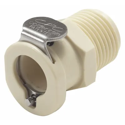 COLDER Quick Connection Coupling: Straight, 3/8 in Pipe Size, NPT x MNPT, Polypropylene - Polypropylene Quick-Disconnect Tube Fittings