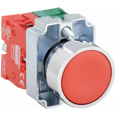Dayton Flush Push Button Operator: Non-Illuminated, Flush Profile, Metallic, 22 mm - Flush-Mount Push Buttons