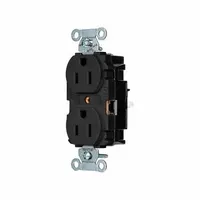 HUBBELL Receptacle: Duplex, 5-15, Black, 125V AC, 15 A, 2 Pole / 3 Wire (MPN 5252STBK)