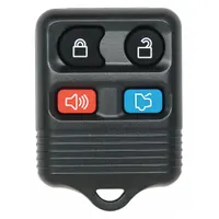 This remote keyless entry transmitter is designed for use with compatible Ford fleet vehicles. It enables drivers to lock, unlock, and remotely start the vehicle, supporting fleet security and operational efficiency. The unit is a replacement part for fleet vehicle maintenance applications