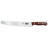 VICTORINOX Bread Knife: Wavy Edge, 10 1/4 in Overall Lg, Stainless Steel Blade, Wood Handle, Brown (MPN 5.2930.26)