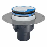 This ZURN height adjustable floor drain is constructed of PVC with a bronze finish. It features a 5 in grate size, 3 in nominal pipe size, and a solvent weld connection. The drain includes a stainless steel clamp collar and is used for surface water removal in commercial and industrial areas such as parking garages, mechanical rooms, and warehouses