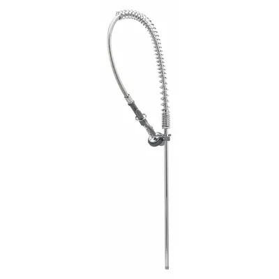 T&S BRASS Pre Rinse Faucet: Deck, 1 Mounting Holes, Brass, Chrome, 1.42 gpm Flow Rate - Pre-Rinse Faucets with Spray Spring Hose