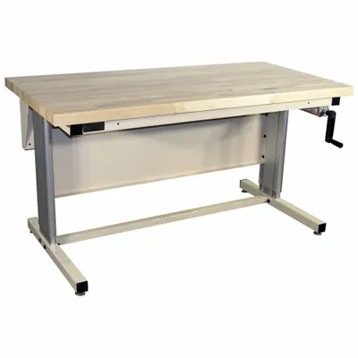 PRO-LINE Ergonomic Work Bench: Adj Ht, Maple, 60 in x 30 in, 500 lb Overall Load Capacity - Open-Base Workstations