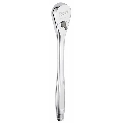 MILWAUKEE Hand Ratchet: Pear, Reversible, 11 1/4 in Overall Lg, Chrome - Standard-Head Ratchets