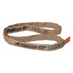 Endless round sling constructed from polyester and nylon for abrasion resistance. Body diameter of 1 19/64 in and 4 ft sling length. Used for lifting and rigging heavy loads in industrial material handling applications.