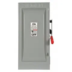 The Siemens HNF263 is a 100 A, single-phase, non-fusible safety switch rated for 600V AC. Constructed with a galvanized steel enclosure for indoor use, it provides a means to safely disconnect electrical power for maintenance or emergency shutdown in industrial and commercial applications.