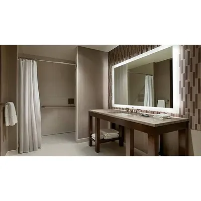 KETCHAM Bathroom Mirror: Rectangular, Glass, 36 in Overall Ht, 60 in Overall Wd - Lighted Vanity Bathroom Mirrors