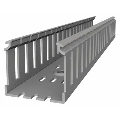 THOMAS & BETTS Wiring Duct: 4 in Nom Wd, 3.5 in Slot Ht, 4 in Nom Ht, 0.3 in Slot Wd, PVC - Screw-Mount Slotted Wiring Ducts & Snap-On Covers