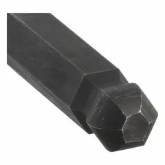 Ball end hex screwdriver with a 10.0 mm tip size and 9 3/4 in overall length. Made from alloy steel with a long-length blade. The ball-end design allows off-axis driving of hex socket fasteners, useful in confined spaces.
