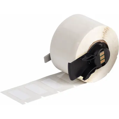 BRADY Pre-Cut Label Stock Roll: 1/2 in x 1 in, Rubber, Permanent Adhesive, 500 Labels - Brady Thermal Transfer Precut Label Rolls