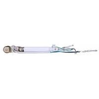 Steel downrod for ceiling fans, 8 inches long and 1 inch wide, with a white finish. Includes 28-inch lead wires for electrical connection. Used to extend the mounting distance between a ceiling fan and the ceiling, improving air circulation in rooms with high or sloped ceilings
