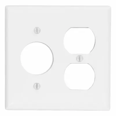 LEVITON Wall Plate: Combo, 2 Gang, White - Combination Wall Plates