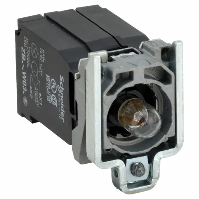 SCHNEIDER Lamp Module and Contact Block: 22 mm Panel Mounting Size, 1NO, Clear - Contact & Light Block Assemblies
