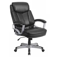 FLASH FURNITURE Office Chair: Hercules, Black, Faux Leather Material, 28 1/2 in Back Ht (MPN GO-1850-1-LEA-GG)