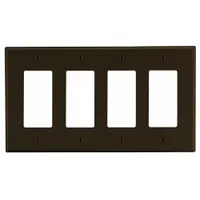 HUBBELL Wall Plate: Decorator-Rocker, 4 Gang, Brown, Std Size (MPN P264)