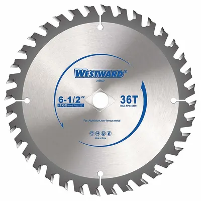 WESTWARD Circular Saw Blade: 6 1/2 in Blade Dia., 36 Teeth, 0.07 in Cut Wd - Aluminum & Soft Metal-Cutting Blades