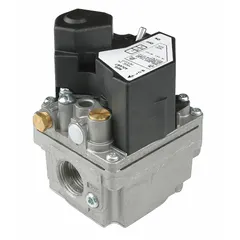 Universal ignition gas valve for direct spark, hot surface, or intermittent pilot systems. Single-stage, straight-thru design rated at 300,000 BtuH. Suitable for commercial and industrial heating applications requiring single-stage gas flow control.