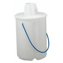 White polyethylene carrier with a single compartment for standard US reagent bottles. Used for transporting acid and solvent containers in laboratory settings, reducing spill risk during handling.