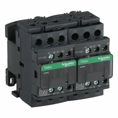 SCHNEIDER Magnetic Contactor: Reversing, 3 Poles, 3NO Contacts, 25 A - Reversing IEC Contactors