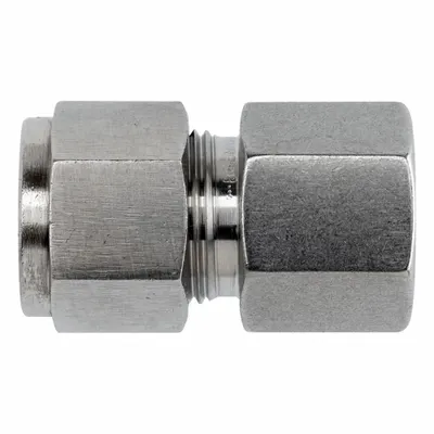 BRENNAN INDUSTRIES Compression Fitting Straight: 1/4 in OD x 1/2 in Pipe Fitting - Clean & Bagged Single-Ferrule Stainless Steel Fittings