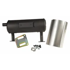 This muffler kit is designed to reduce exhaust noise on compatible Kohler engines. It is a direct replacement part for models 730, 740, 750, CH25, and LH640-755. Suitable for use in industrial and commercial equipment such as generators, pumps, and turf machinery.