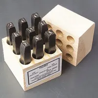 YOUNG BROS. STAMP WORKS Hand Stamp Kit: 0 thru 9 (6 doubles as 9), 1/32 in Character Ht, Steel (MPN 00093)
