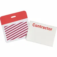 Card Clip On Badge: Contractor, Vinyl, Red, 2 in Card Ht, 3 in Card Wd, 500 PK (MPN 95653)
