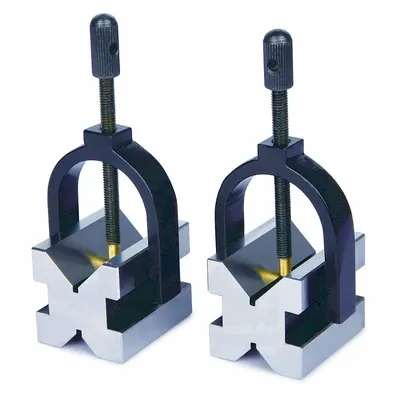 INSIZE V-Block Set: V-Block Set, Pr V-Block, 1 in x 13/16 in x 13/16 in - Cast Iron, Steel & Magnetic V-Blocks