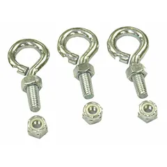 Zinc-plated silver mounting bracket kit for fan accessories. Includes nuts. Used to secure fans to structural supports in ventilation systems.