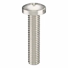 Pan head machine screw with #10-32 thread, 7/8 in length, made of 316 stainless steel with a plain finish. Features a Phillips drive size #2. Supplied in a 25-piece pack. Used for fastening components in industrial assemblies such as electrical enclosures, machinery guards, and instrumentation panels.