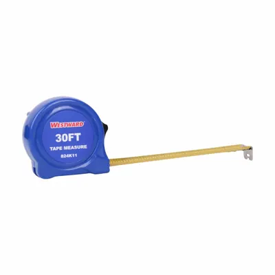 WESTWARD Tape Measure: Nonmagnetic Single Hook Tip, 30 ft, Plastic - Standard (Inch) Tape Measures