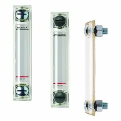Closed high-pressure oil level gauge with M12 metric male connection, 3 1/4 in sight height, and 5 in mounting centers. Body height is 161 mm. Seal material is NBR. No thermometer included. Used for visual oil level monitoring in gearboxes, hydraulic reservoirs, and lubrication systems.
